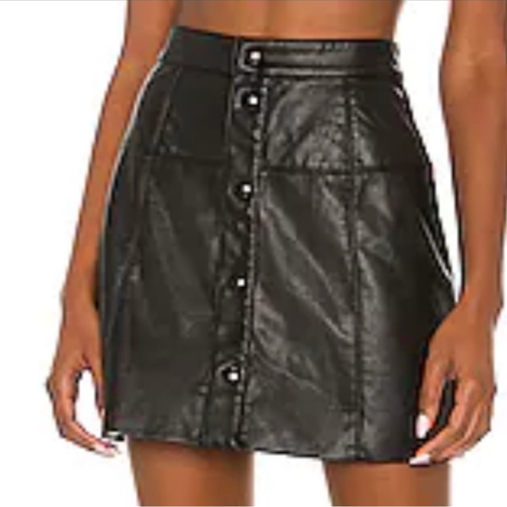 Free People Black Buttoned Mini Skirt